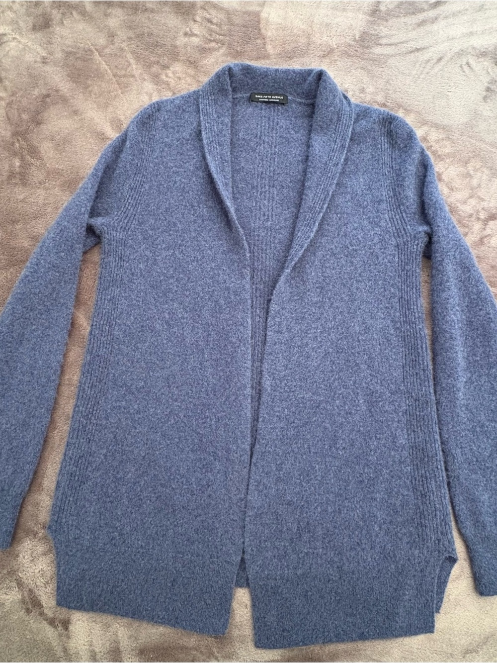 Saks Fifth Avenue Women's Cashmere Heathered Purple Open-Front Shawl Cardigan